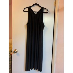 Black sleeveless flowy swing dress grecian neck